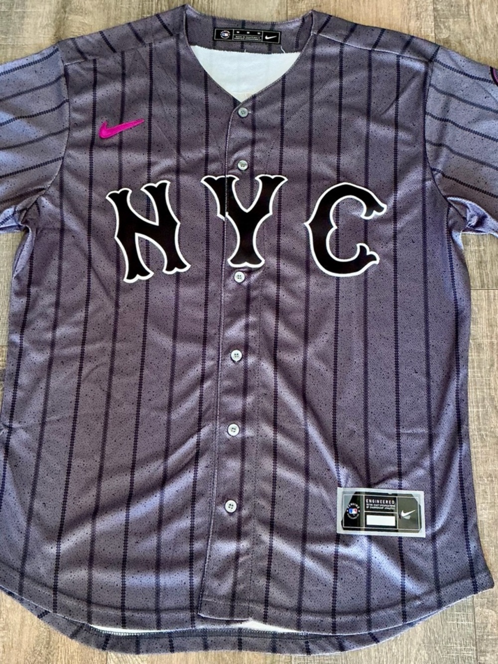 Nike Charcoal Gray Pinstripe New York Mets Sean Manaea #59 Baseball Jersey